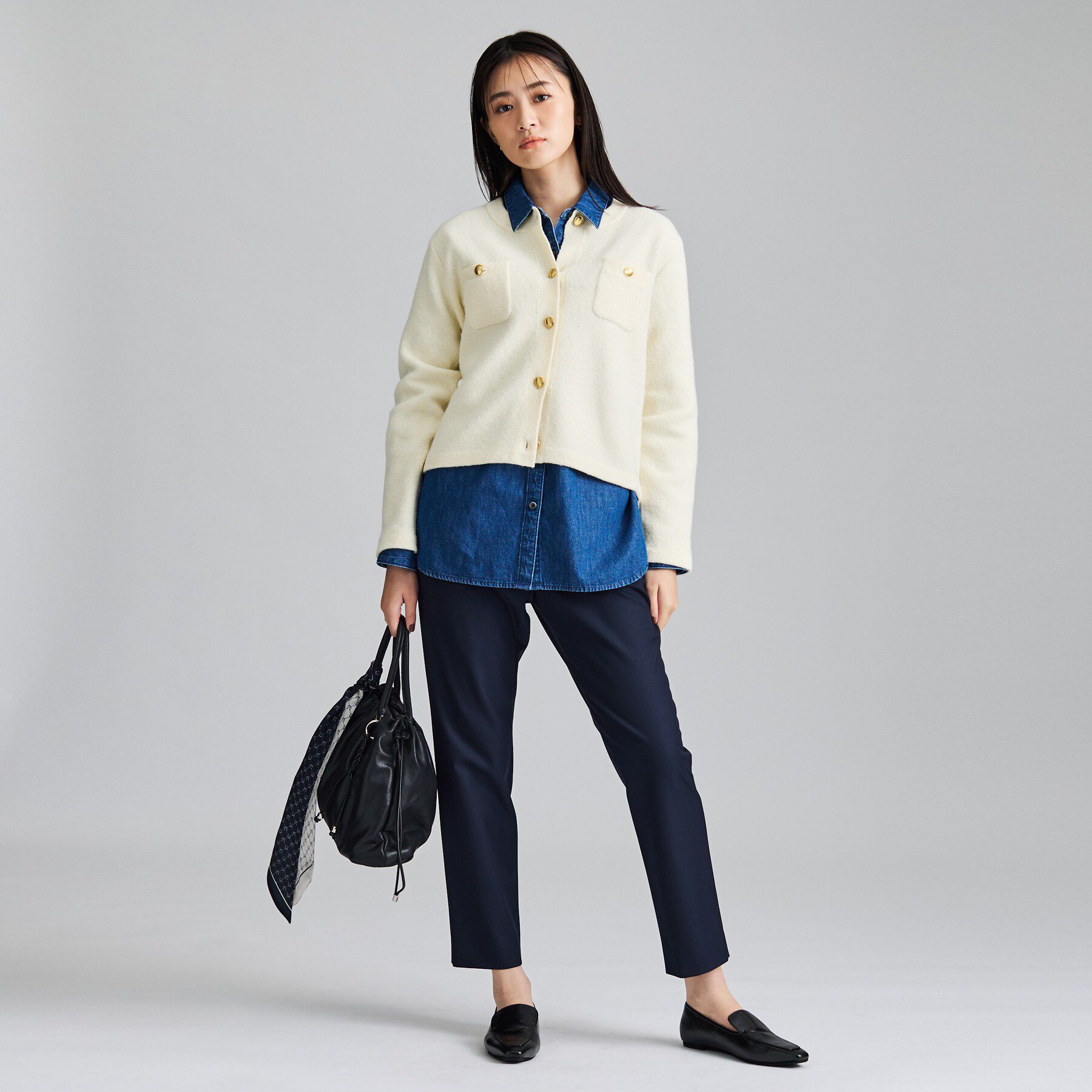 INDIVI「【軽やか】ブークレニットジャケット」|カーディガン|