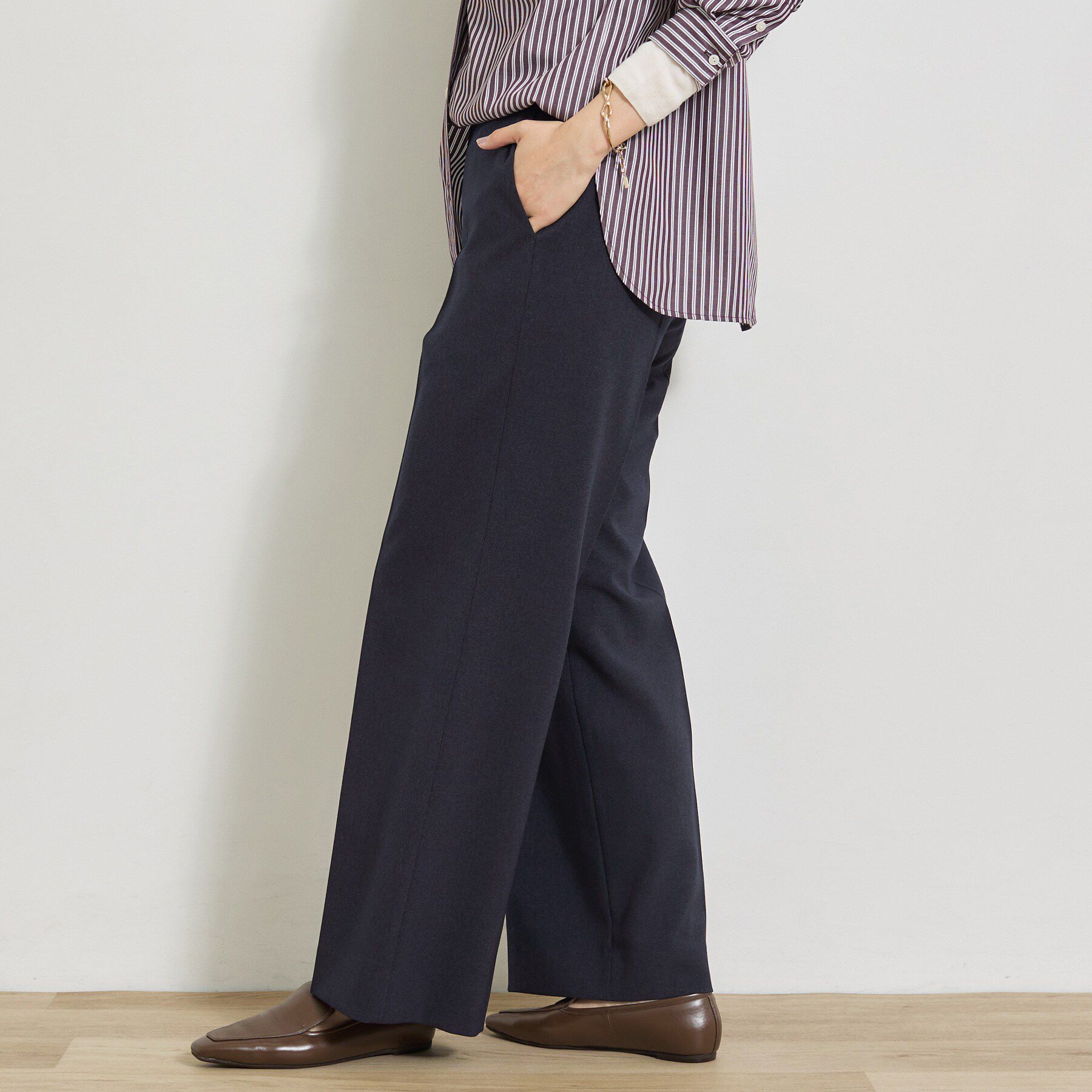 INDIVI「【洗える／通勤／スーツ】メランジストレッチ ワイドパンツ」|その他|