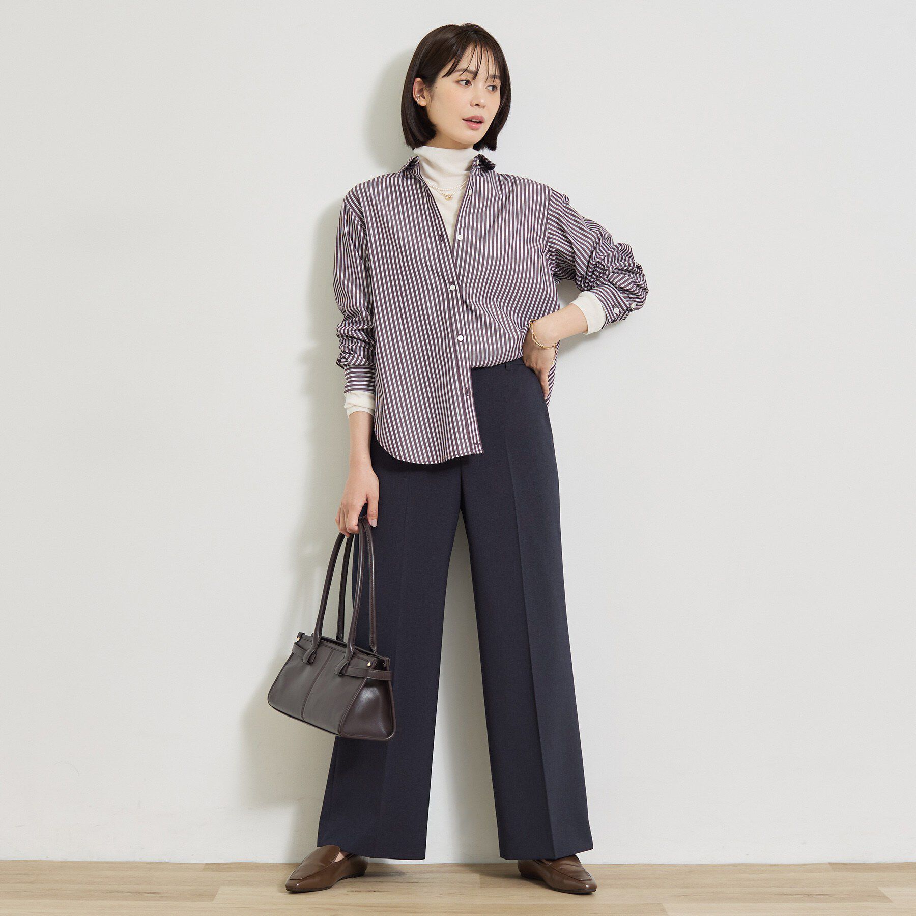 INDIVI「【洗える／通勤／スーツ】メランジストレッチ ワイドパンツ」|その他|