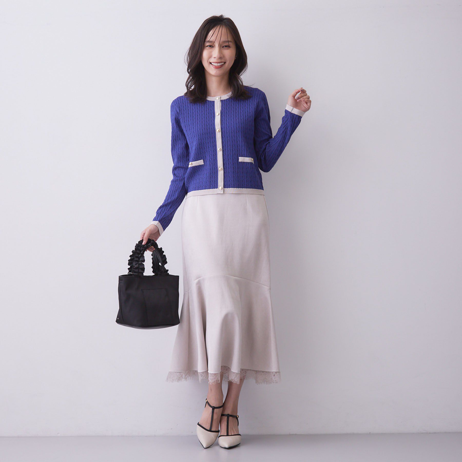 index「バイカラーケーブルカーディガン【洗濯機OK】」|カーディガン|