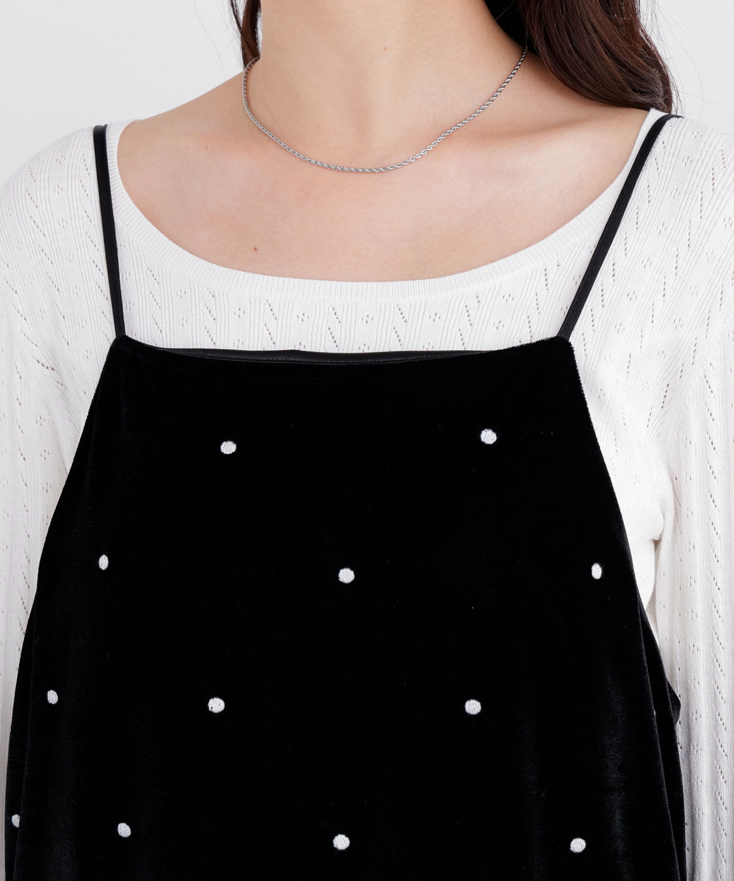  「〈N.〉ベロアドット刺繍キャミワンピ」|ワンピース|