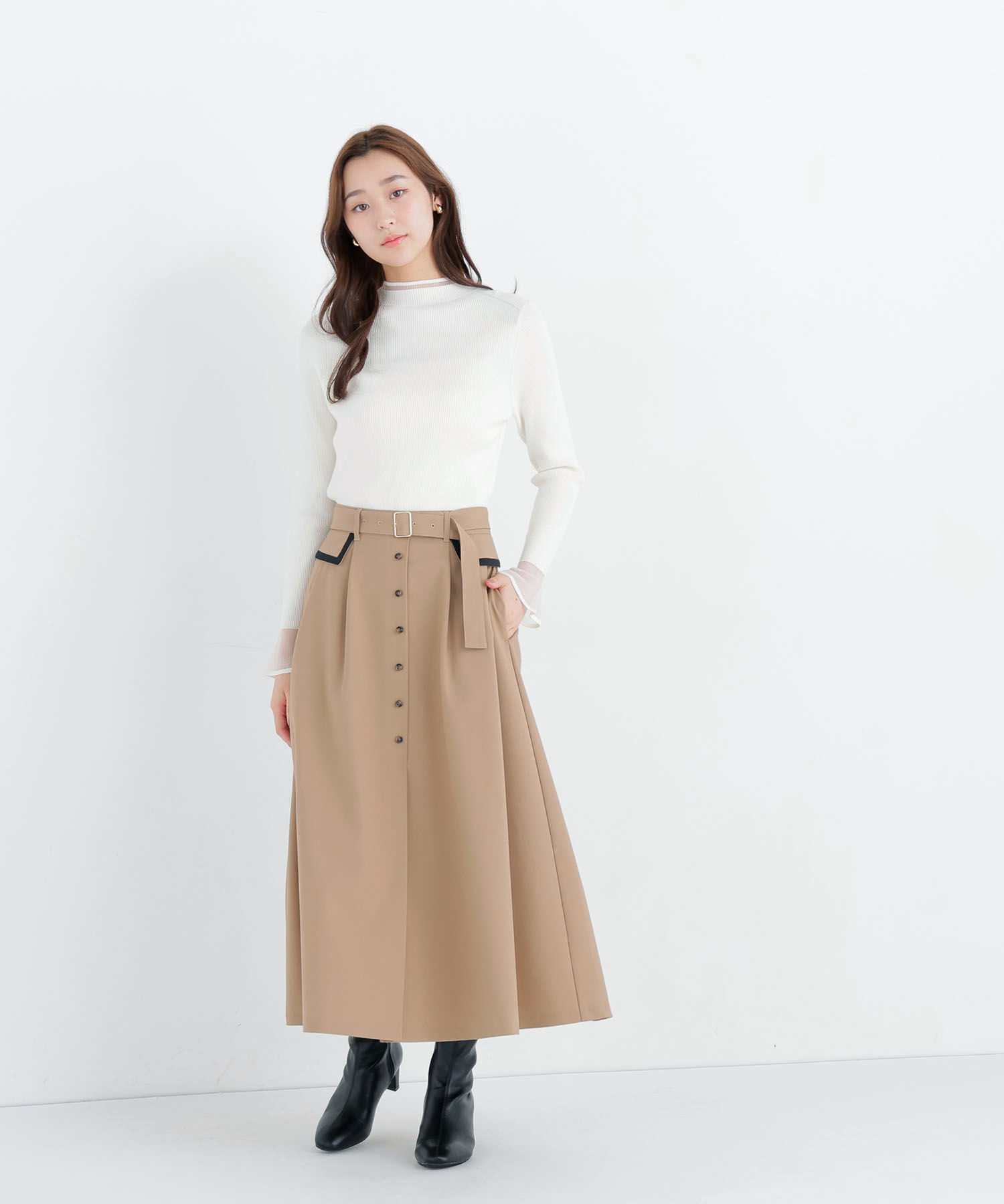  「シアーフレアカフスリブニット 26AW」|ニット・セーター|