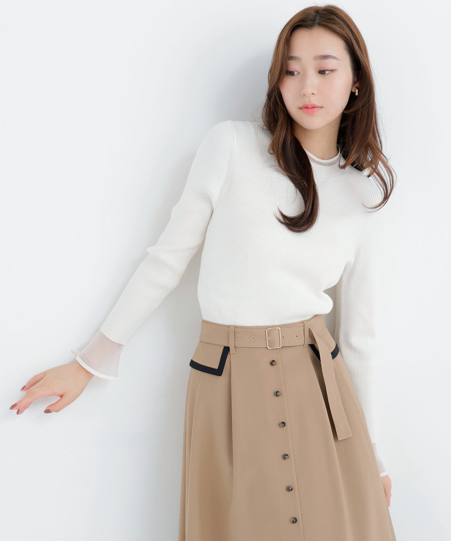  「シアーフレアカフスリブニット 26AW」|ニット・セーター|