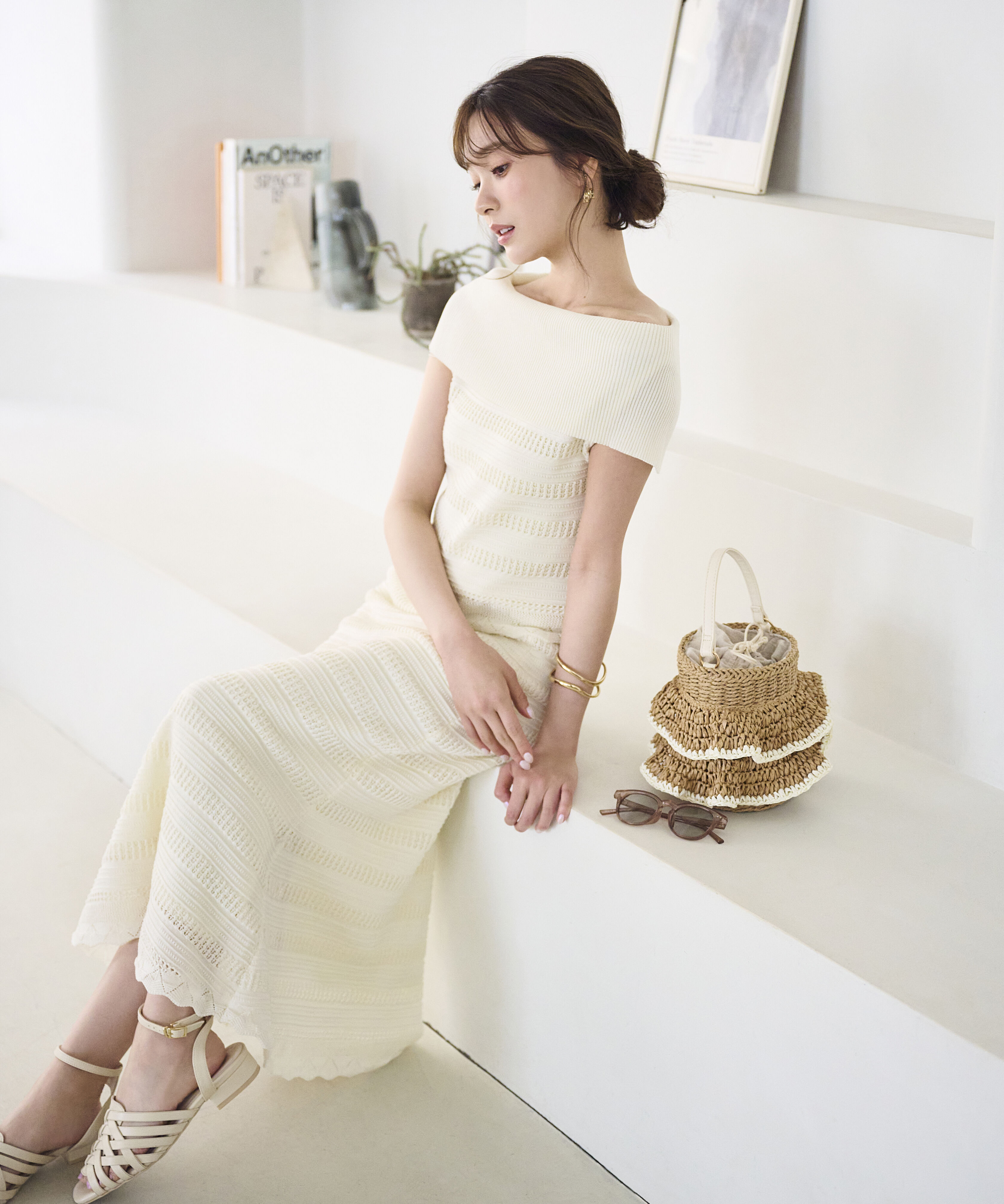 PROPORTION BODY DRESSING「＜中川紅葉さん着用＞透かし編みオフショルセットアップ」|ワンピース|
