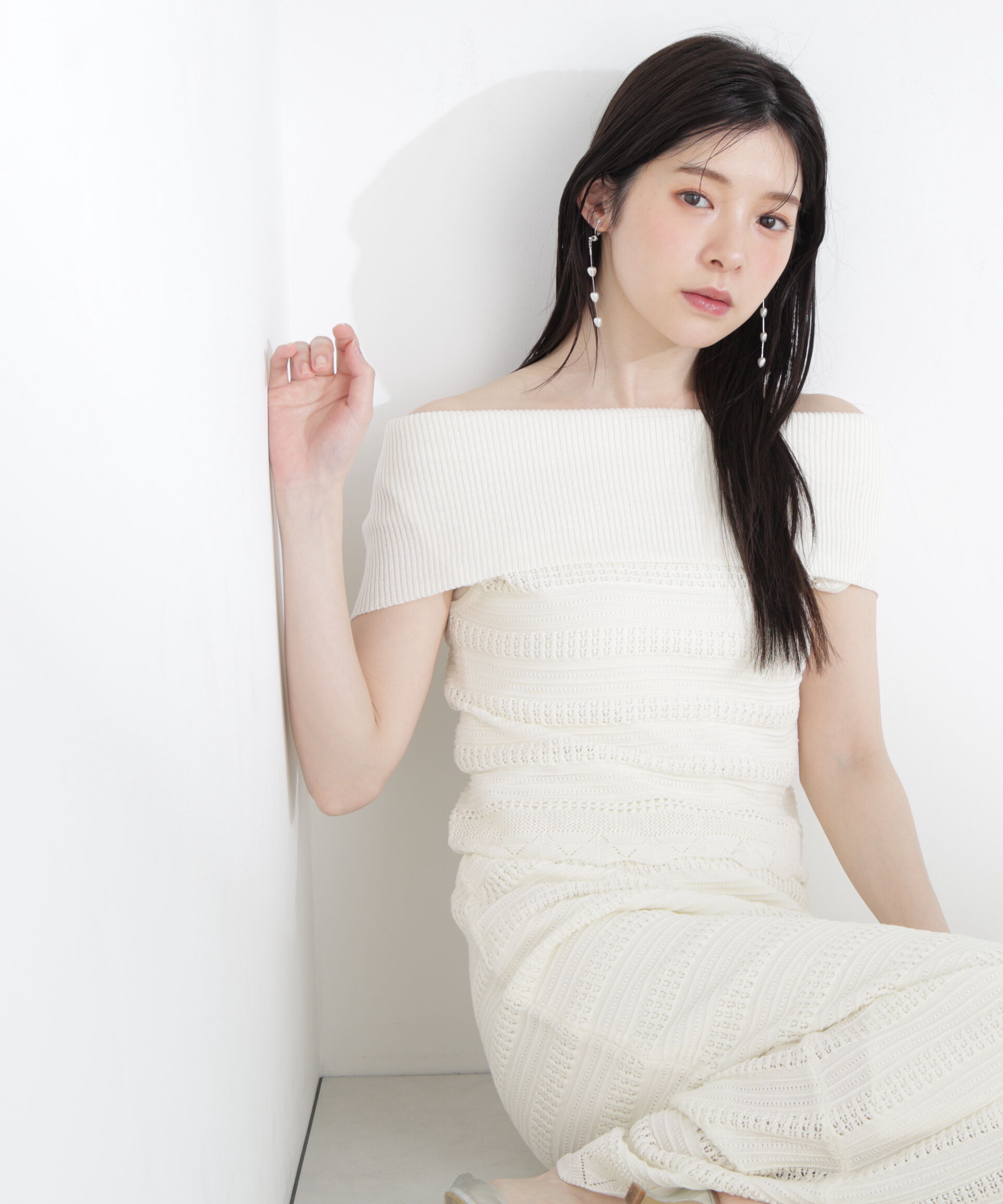 PROPORTION BODY DRESSING「＜中川紅葉さん着用＞透かし編みオフショルセットアップ」|ワンピース|