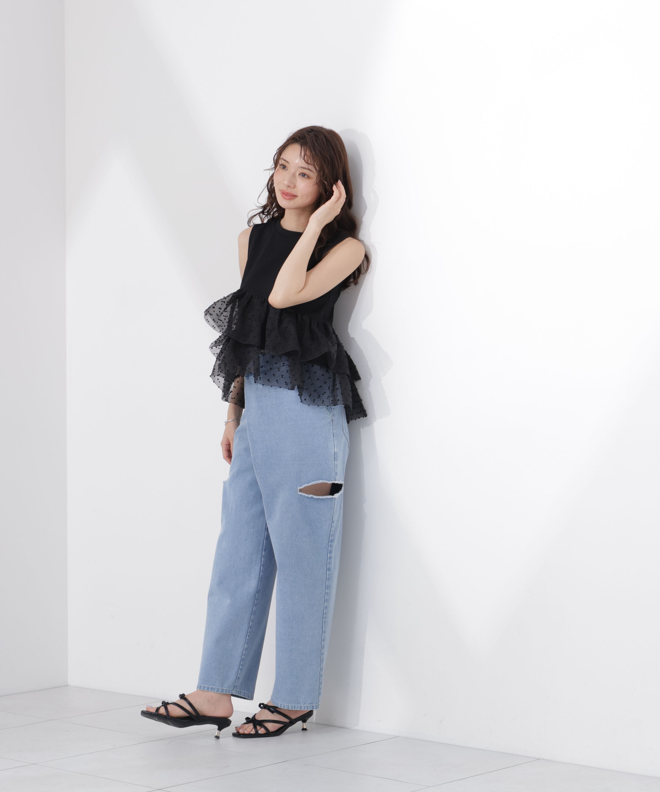 PROPORTION BODY DRESSING「＜EDIT COLOGNE＞ドットチュールカットソー」|Tシャツ・カットソー|