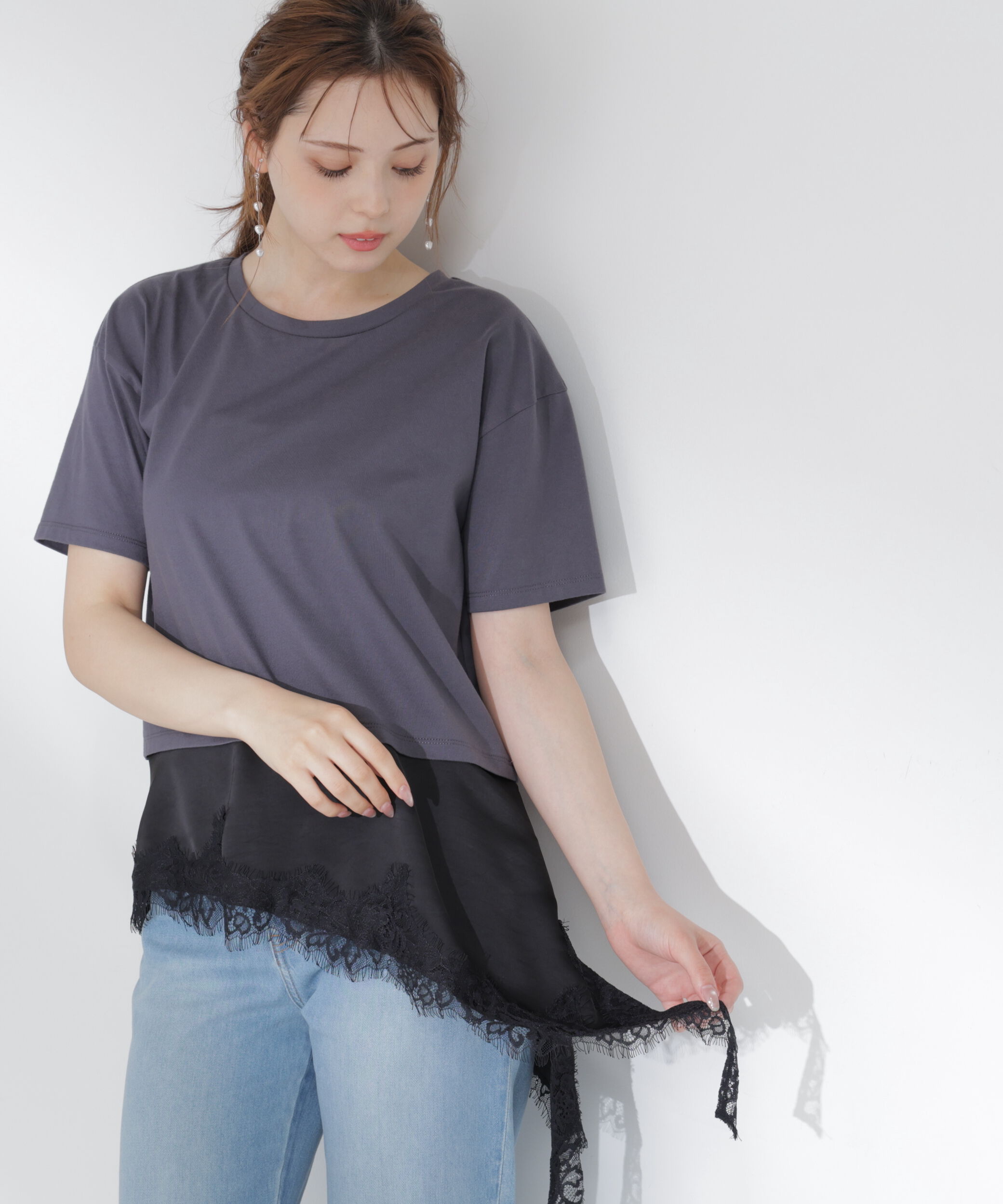 PROPORTION BODY DRESSING「＜EDIT COLOGNE＞見せかけレーストリムカットソー」|Tシャツ・カットソー|