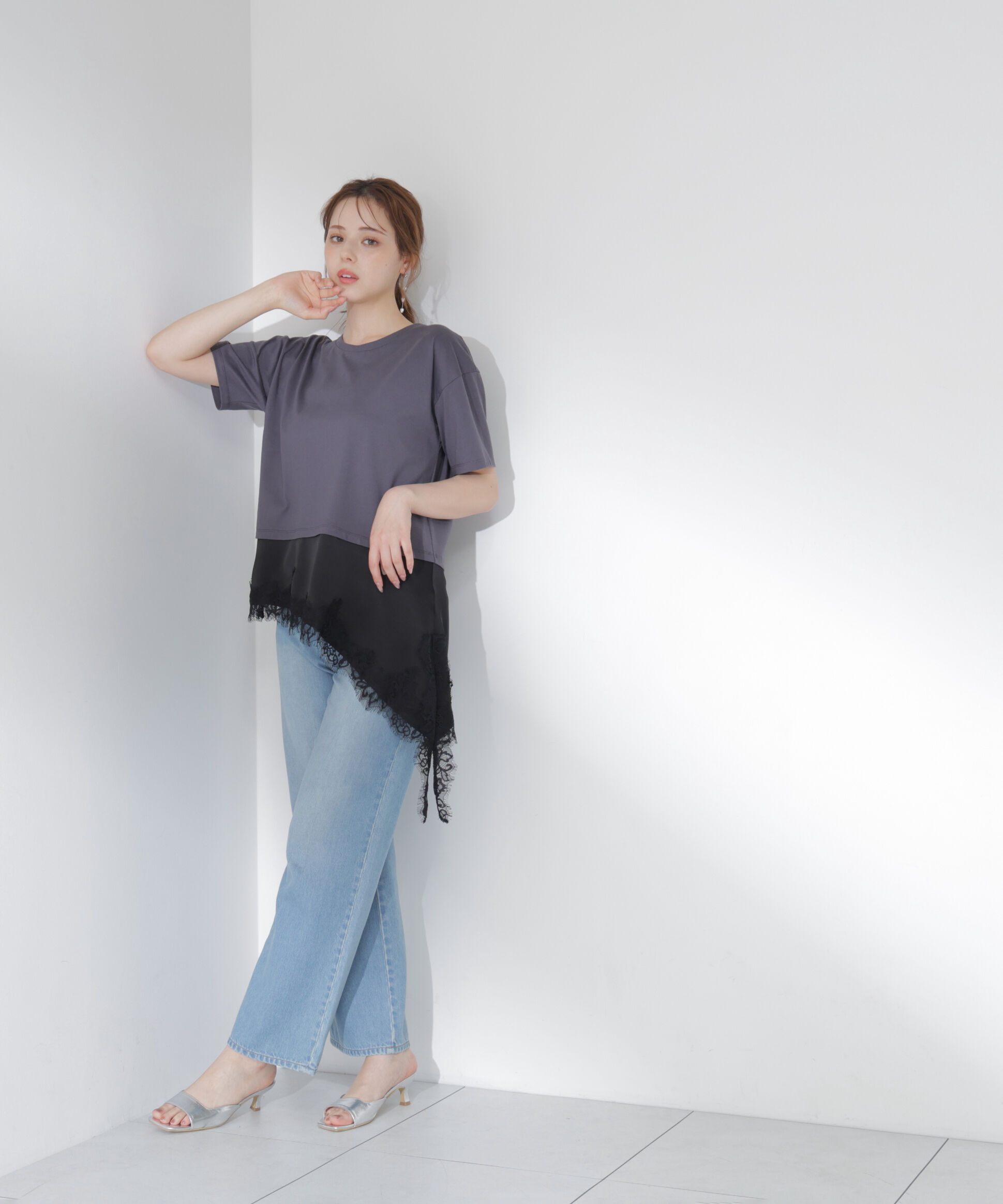 PROPORTION BODY DRESSING「＜EDIT COLOGNE＞見せかけレーストリムカットソー」|Tシャツ・カットソー|