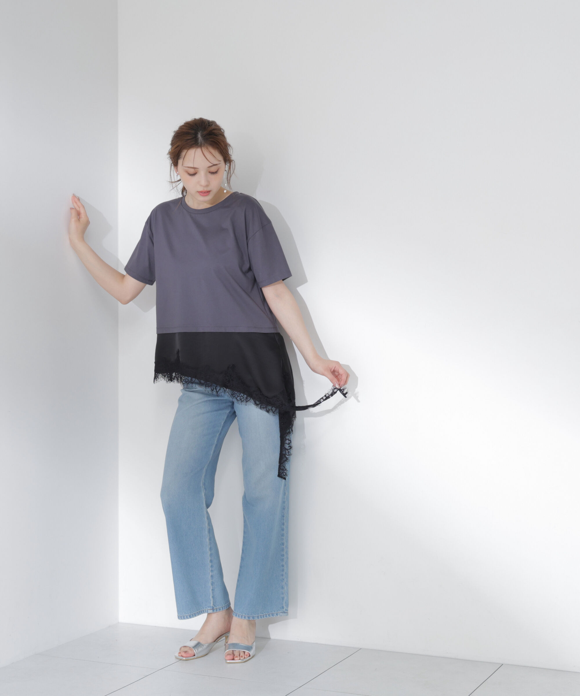 PROPORTION BODY DRESSING「＜EDIT COLOGNE＞見せかけレーストリムカットソー」|Tシャツ・カットソー|