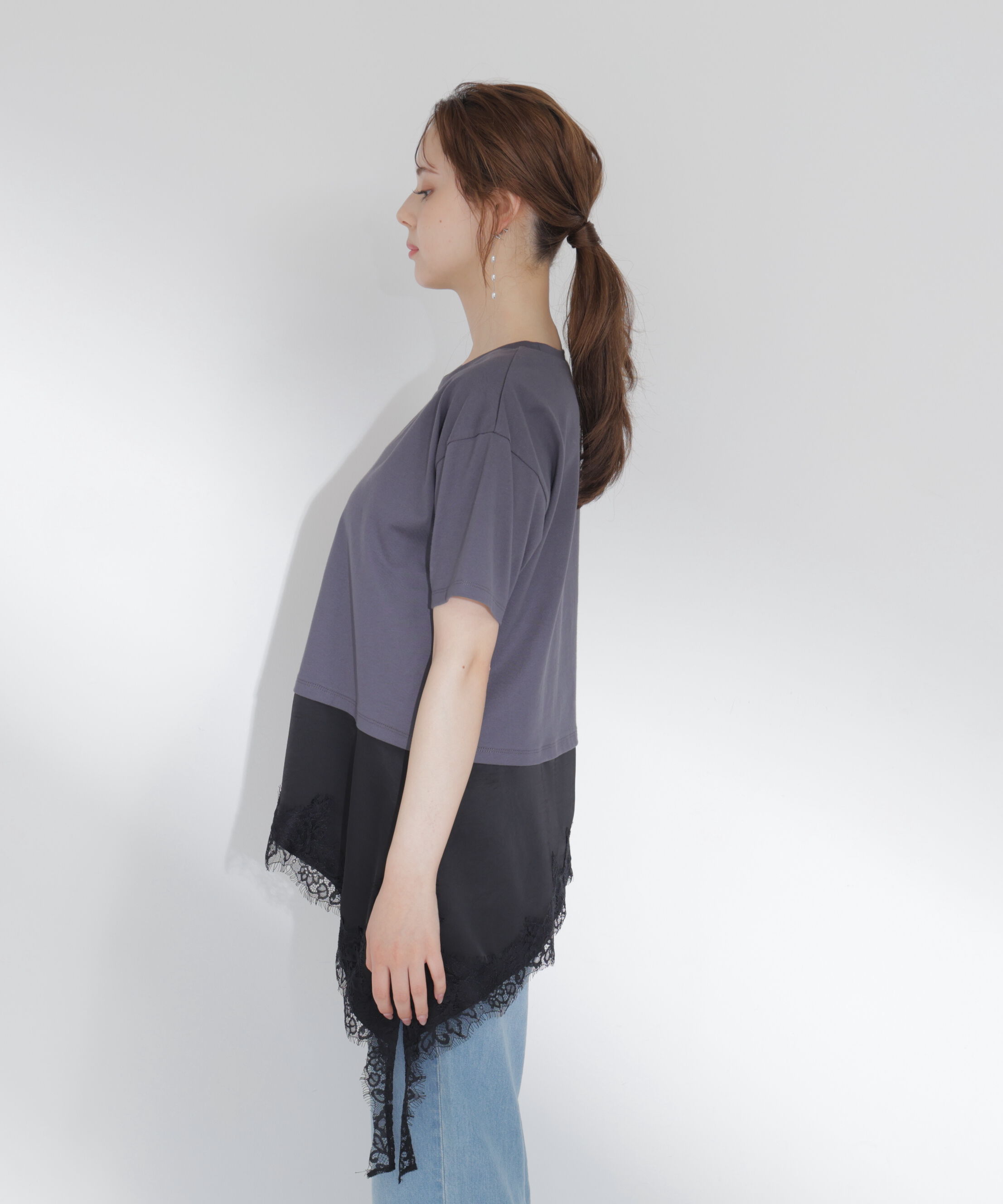 PROPORTION BODY DRESSING「＜EDIT COLOGNE＞見せかけレーストリムカットソー」|Tシャツ・カットソー|