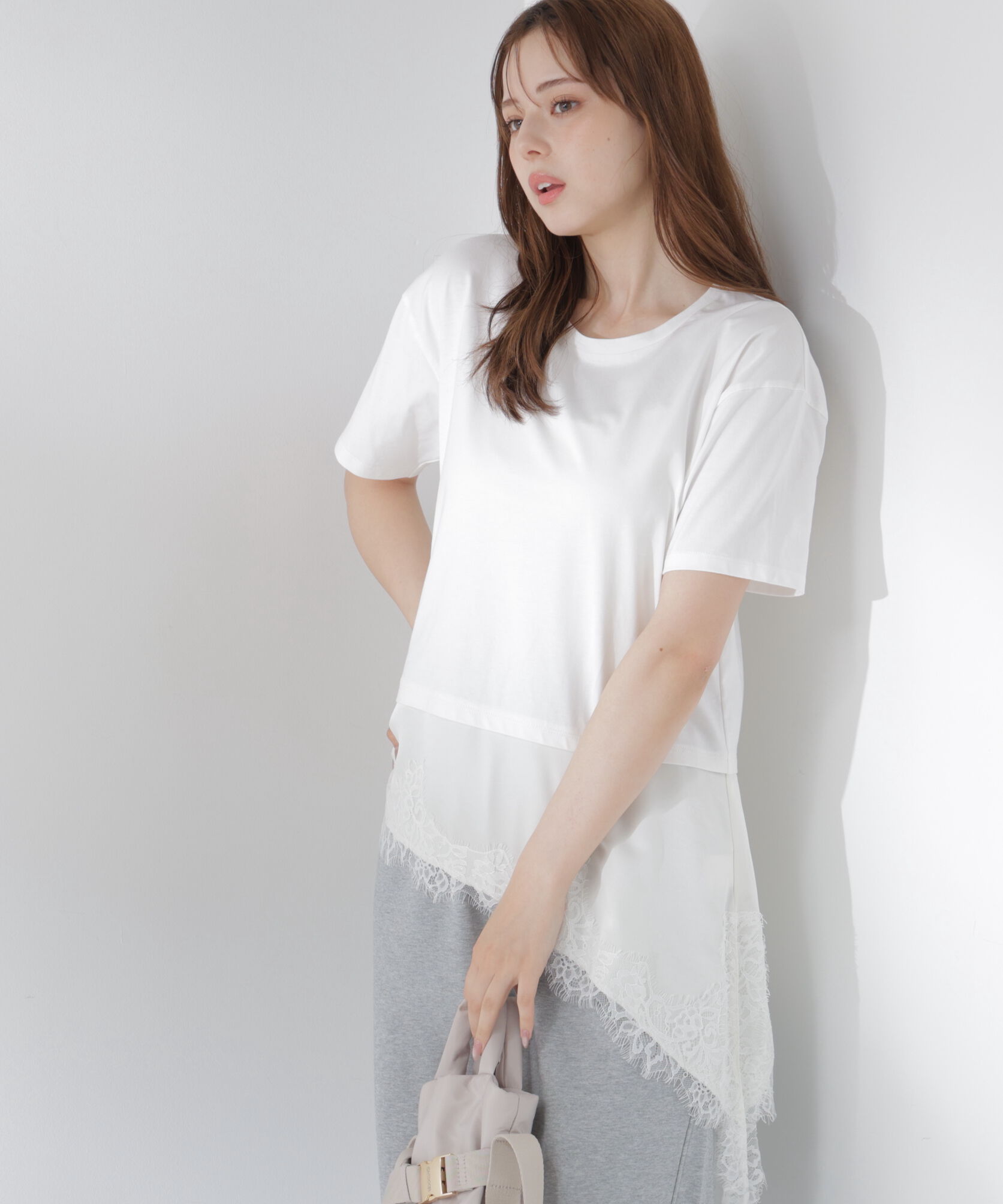 PROPORTION BODY DRESSING「＜EDIT COLOGNE＞見せかけレーストリムカットソー」|Tシャツ・カットソー|