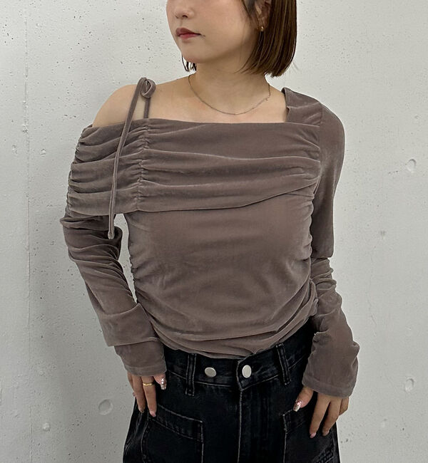 archives「シアーベロアギャザーワンショルＴＯＰＳ」|Tシャツ・カットソー|
