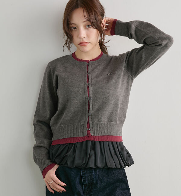 archives「【ＯＮかわ】配色レイヤードダブルボタンニットカーディガン」|カーディガン|CHARCOAL GRAY