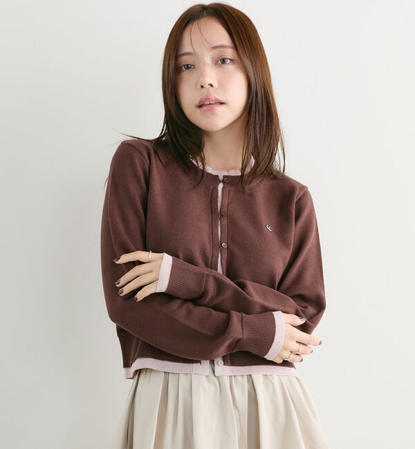 archives「【ＯＮかわ】配色レイヤードダブルボタンニットカーディガン」|カーディガン|BROWN