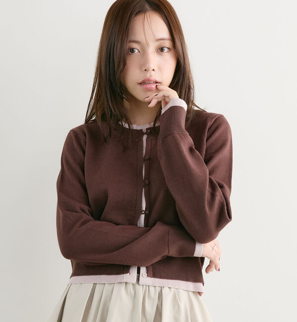 archives「【ＯＮかわ】配色レイヤードダブルボタンニットカーディガン」|カーディガン|