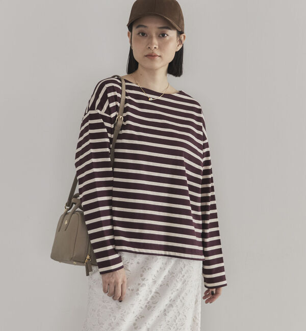 Doux archives「バスクボーダーロンＴｅｅ」|Tシャツ・カットソー|BEIGE/WINE