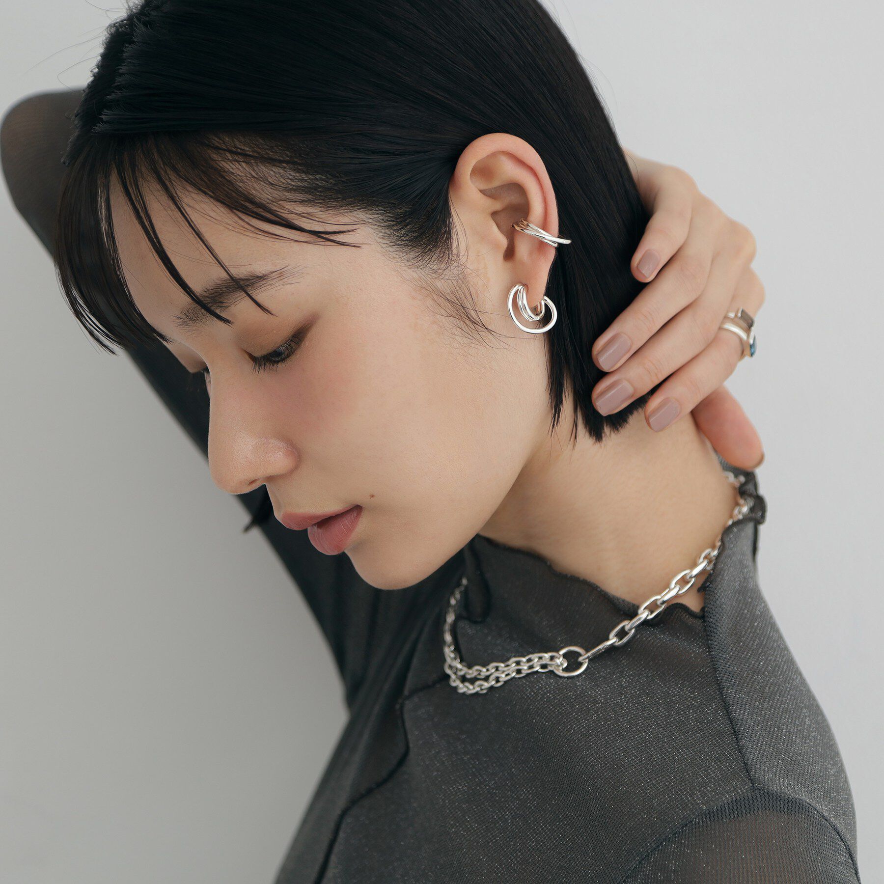 COCOSHNIK ONKITSCH「シルバー オービットイヤカフM」|イヤーカフ|