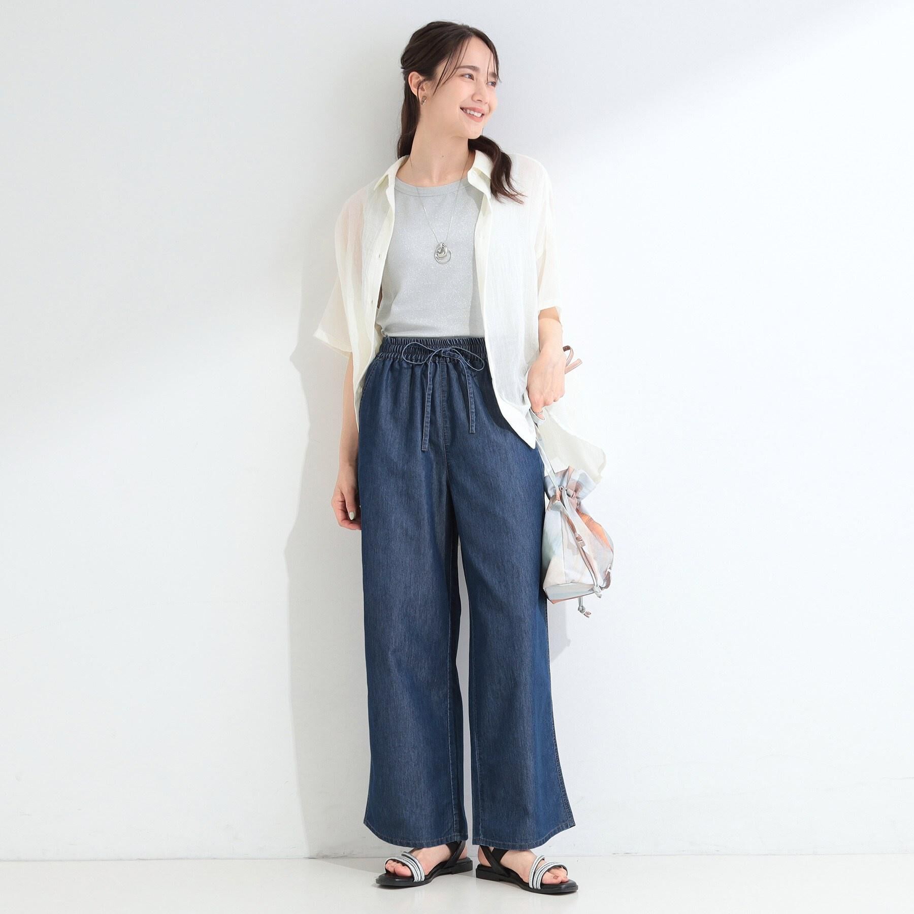 SHOO･LA･RUE「ヒップがすっぽり隠れる やわらか5分袖シアーシャツ」|シャツ・ブラウス|