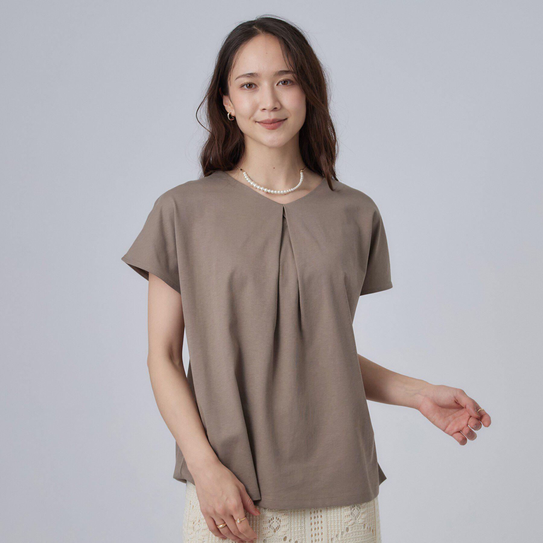 SHOO･LA･RUE「【前後2WAY/S-LL/洗濯機可】楽に着られて好印象 やわらかトップス」|Tシャツ・カットソー|
