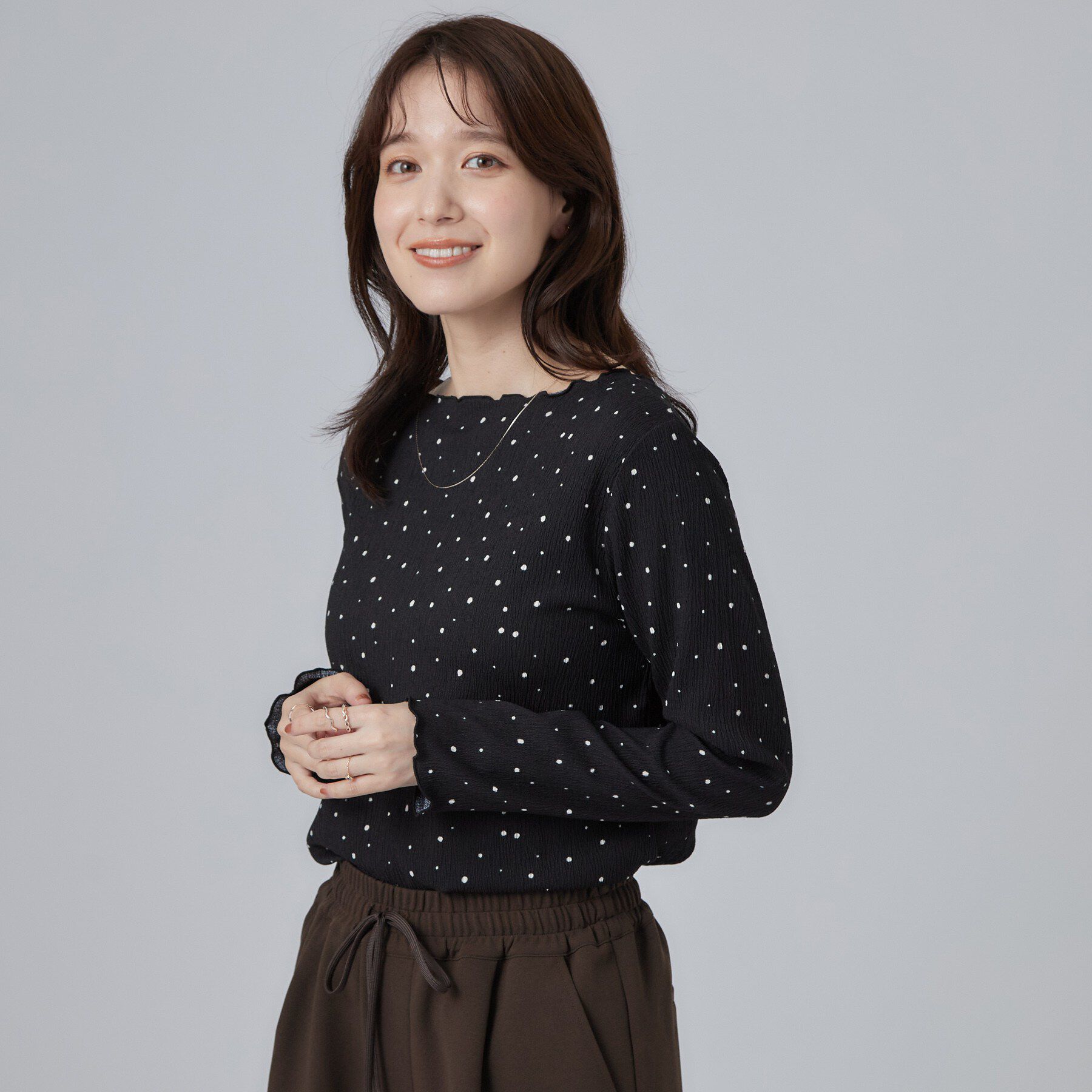 SHOO･LA･RUE「【洗濯機可】配色メロウで華やかに アソート楊柳トップス」|Tシャツ・カットソー|