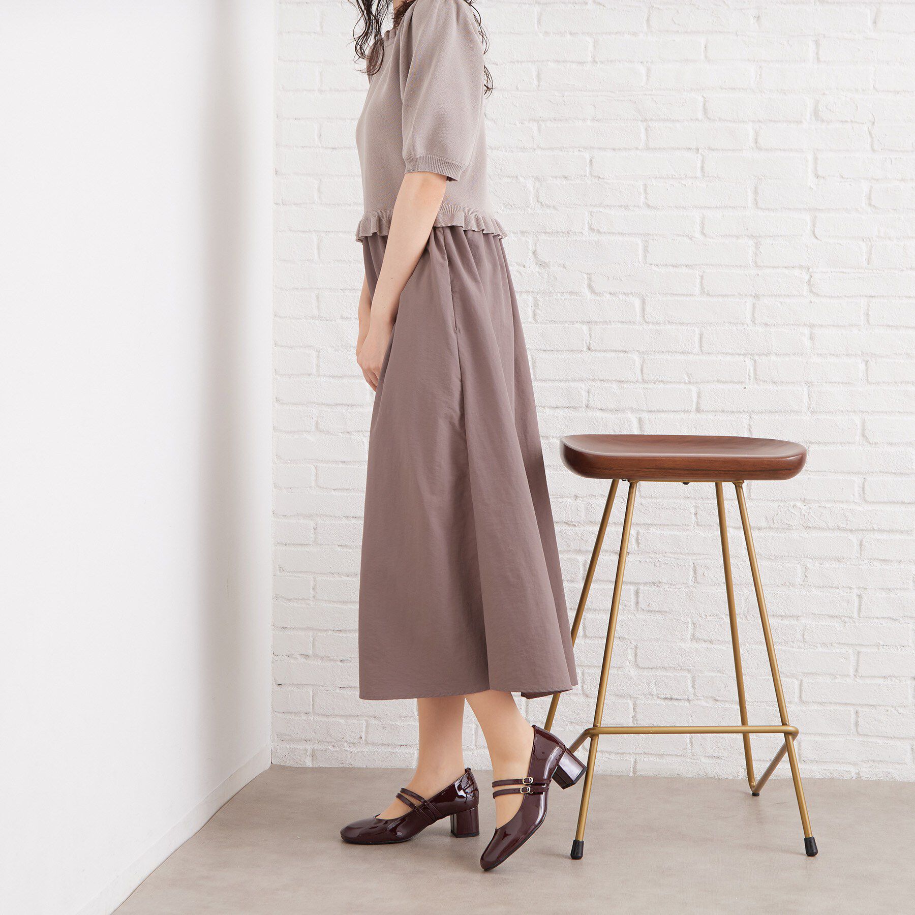 ESPERANZA「Wストラップスクエアエナメルパンプス」|パンプス|