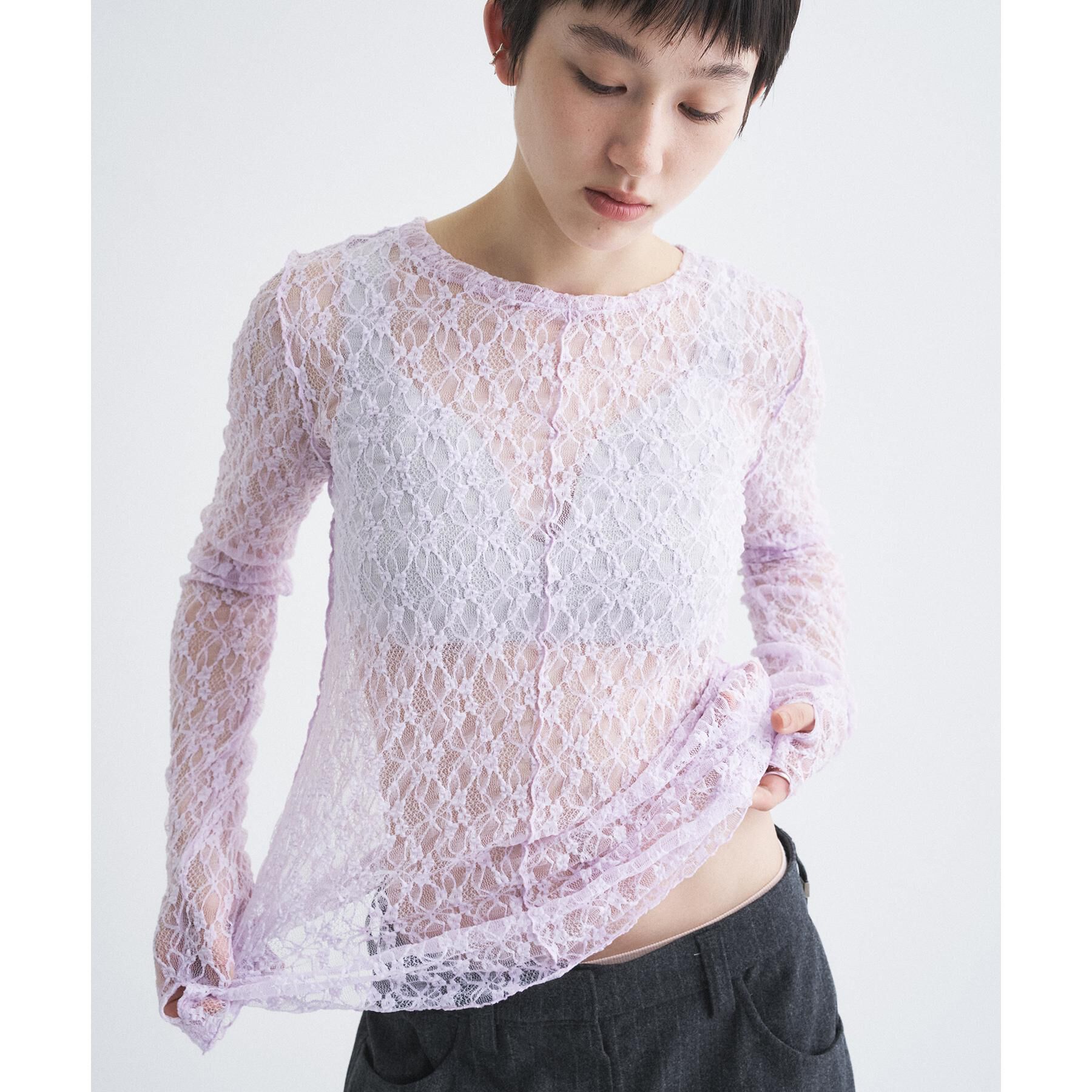 CODE A「【ReRe】stretch lace tops」|Tシャツ・カットソー|