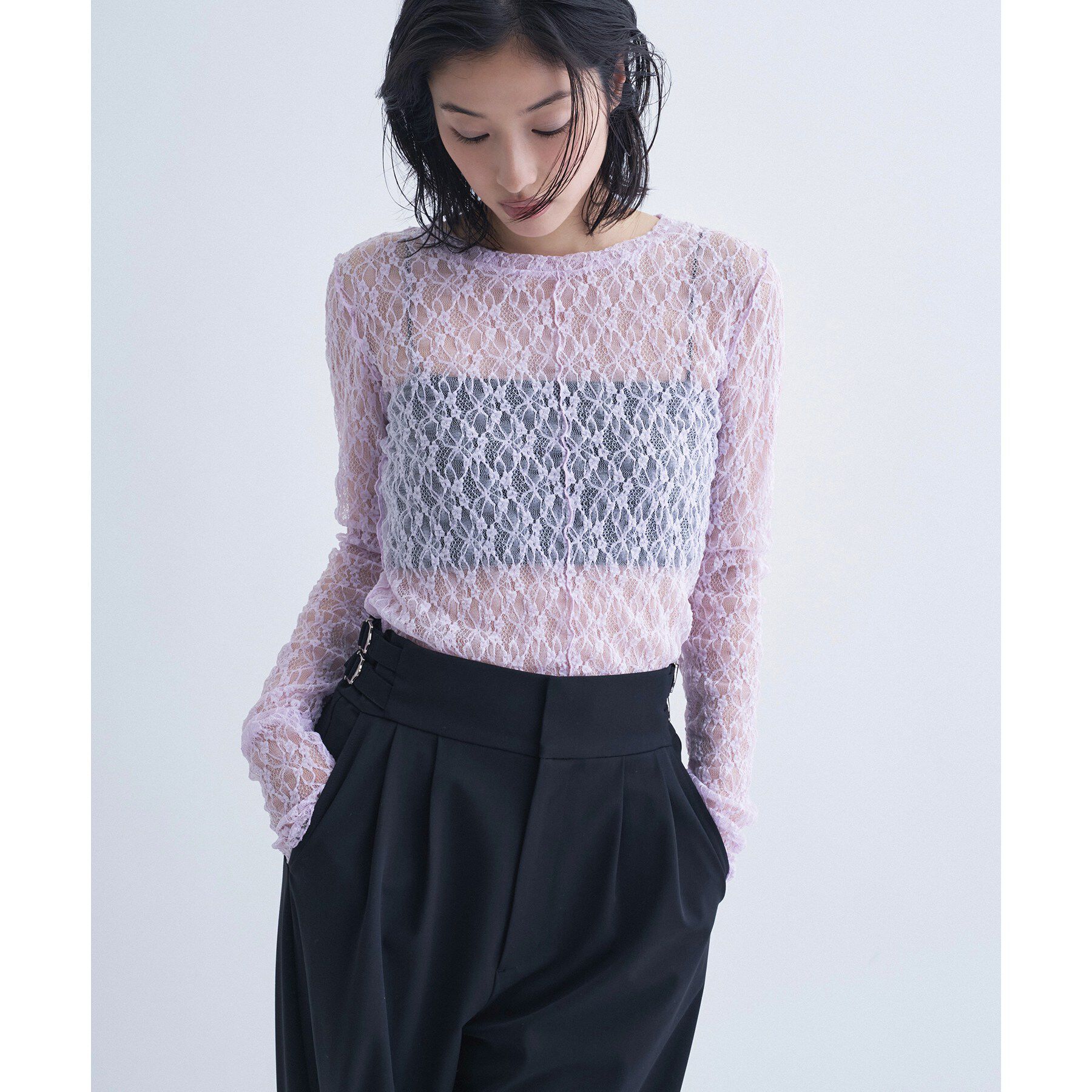 CODE A「【ReRe】stretch lace tops」|Tシャツ・カットソー|
