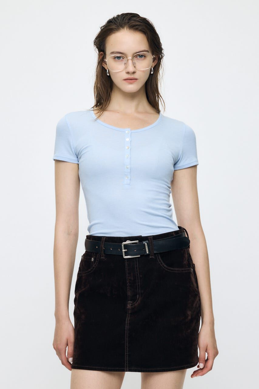 MOUSSY「ES HALF SLEEVE トップス」|Tシャツ・カットソー|L/BLU1