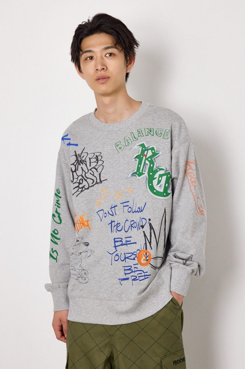 RODEO CROWNS「カラフルドローイングスウェット」|パーカー|T.GRY