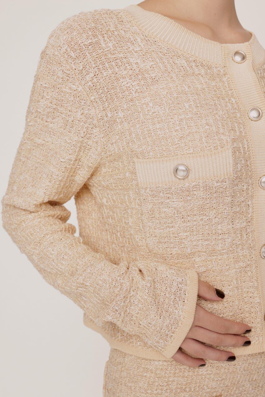 SLY「BICOLOR TWEED KNIT トップス」|カーディガン|