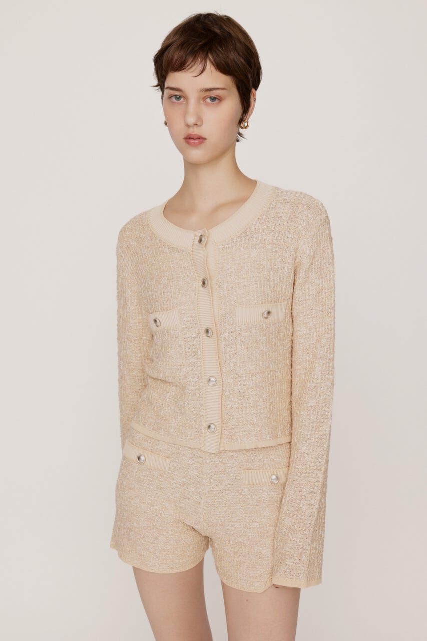 SLY「BICOLOR TWEED KNIT トップス」|カーディガン|