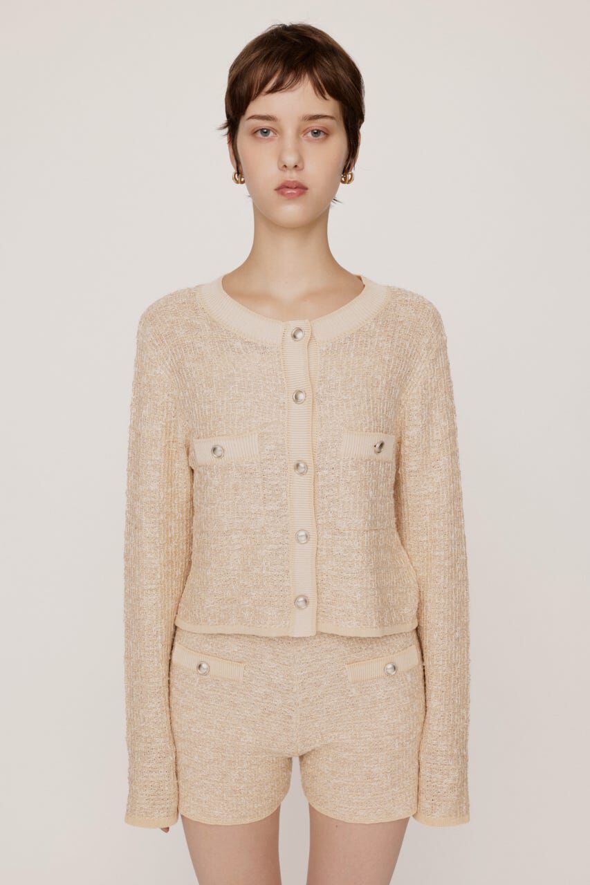 SLY「BICOLOR TWEED KNIT トップス」|カーディガン|