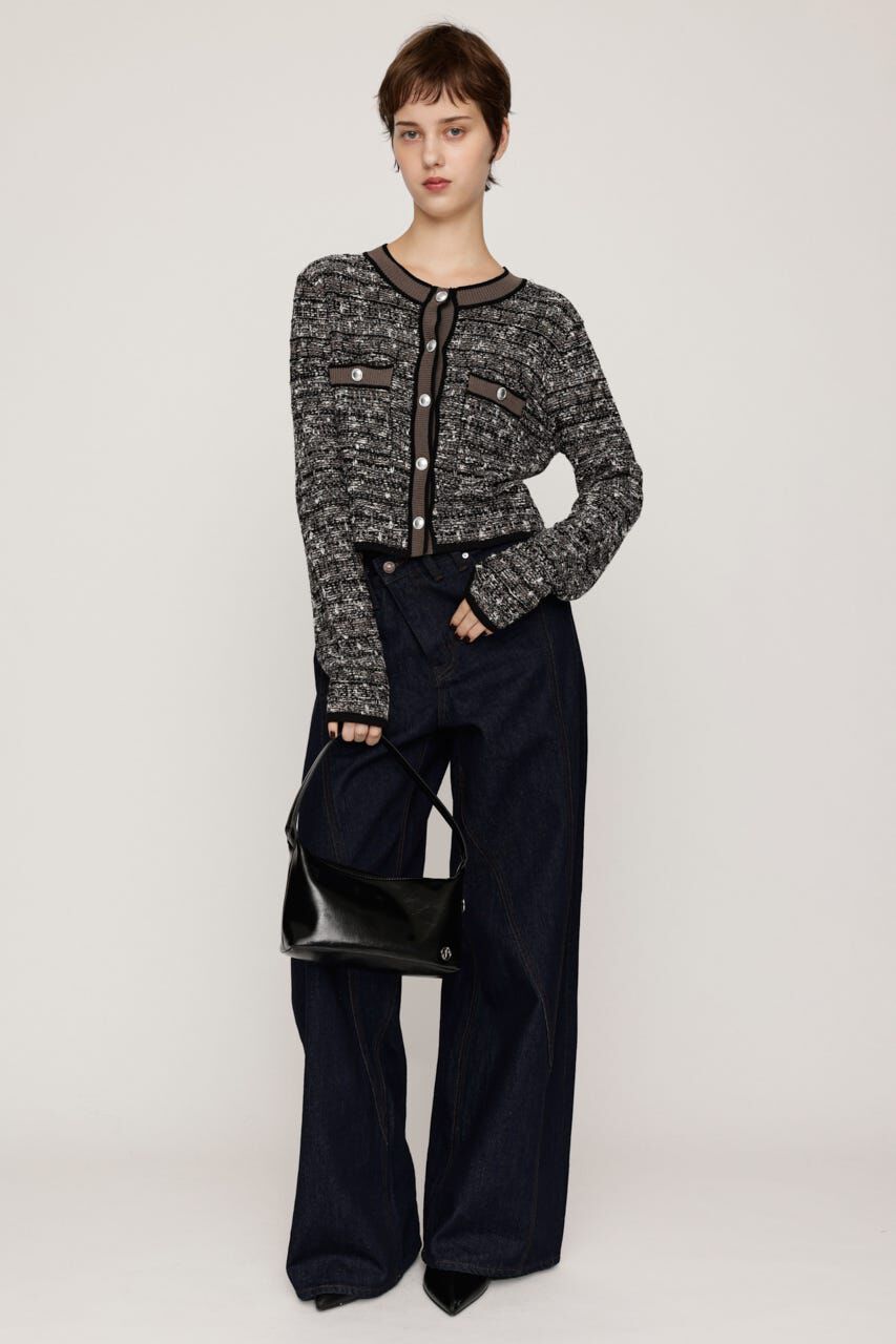 SLY「BICOLOR TWEED KNIT トップス」|カーディガン|