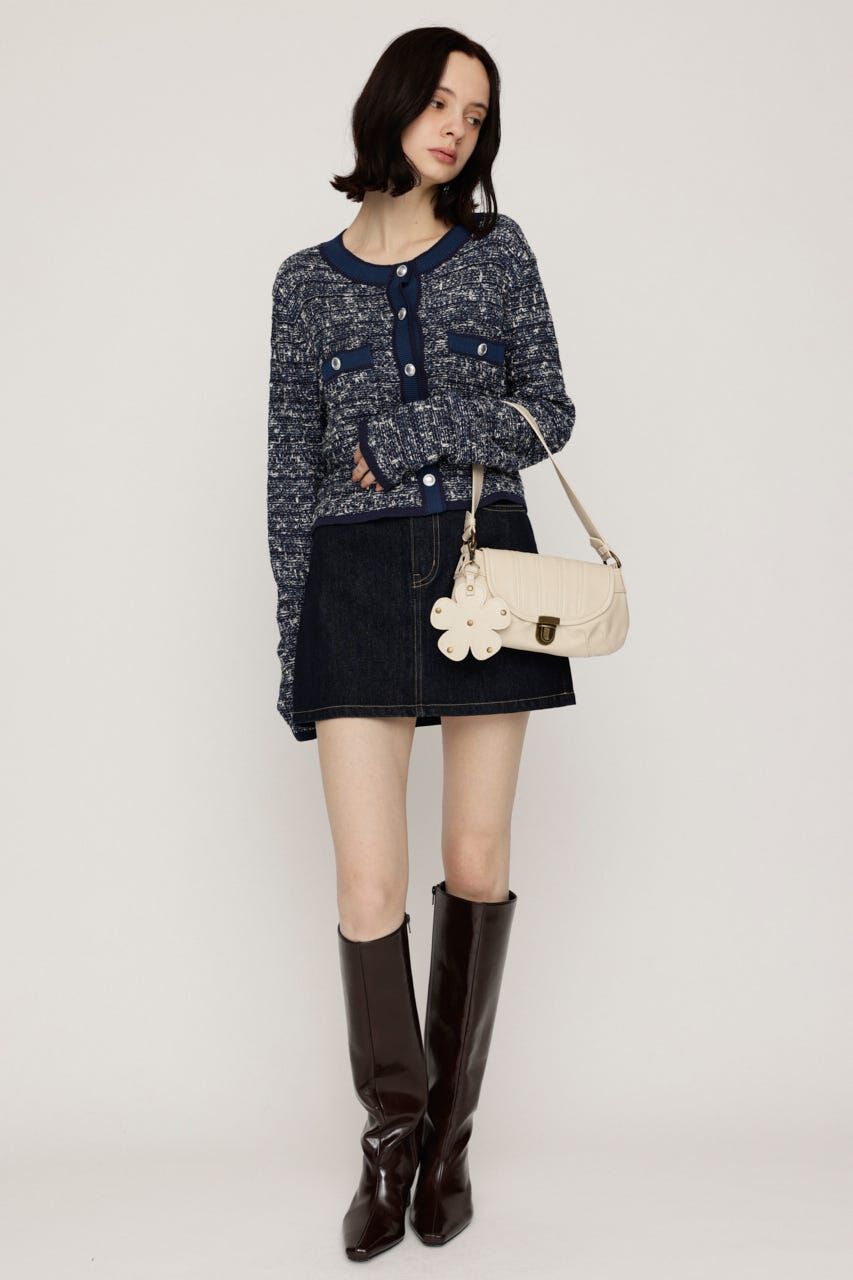 SLY「BICOLOR TWEED KNIT トップス」|カーディガン|