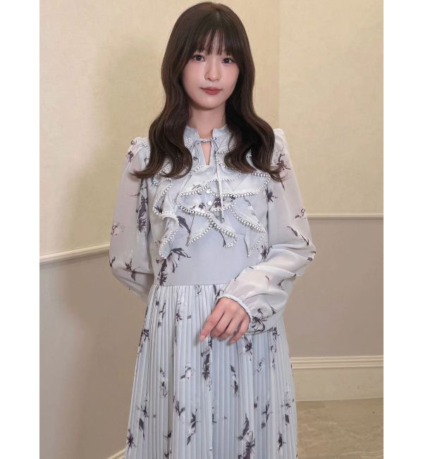 MERCURYDUO「フラワーラッフルプリーツワンピース」|ワンピース|