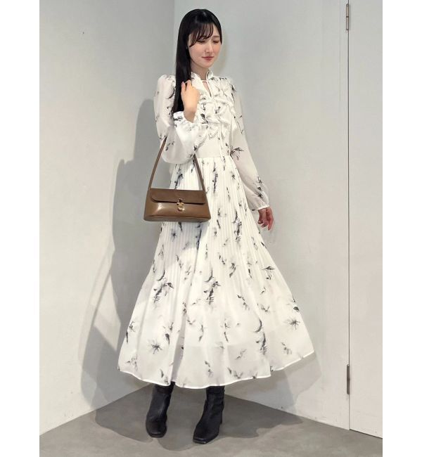 MERCURYDUO「フラワーラッフルプリーツワンピース」|ワンピース|