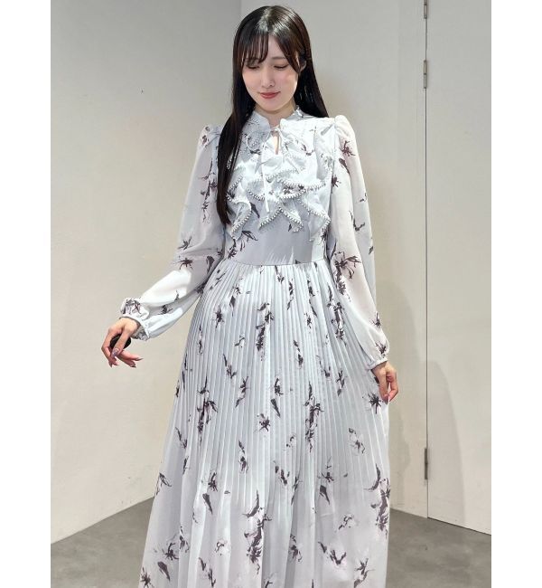 MERCURYDUO「フラワーラッフルプリーツワンピース」|ワンピース|