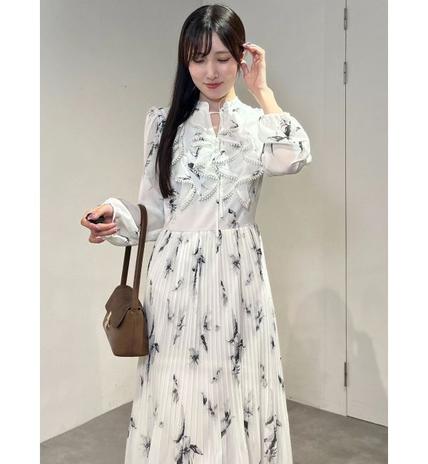 MERCURYDUO「フラワーラッフルプリーツワンピース」|ワンピース|