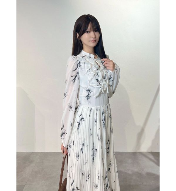 MERCURYDUO「フラワーラッフルプリーツワンピース」|ワンピース|