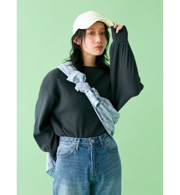 Ungrid「【WEB限定】スリーブボリュームワッフルロングスリーブTee」|Tシャツ・カットソー|