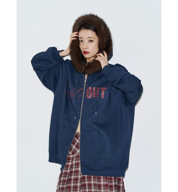 jouetie「ファードッキングルーズジップフーディ」|Tシャツ・カットソー|ネイビー
