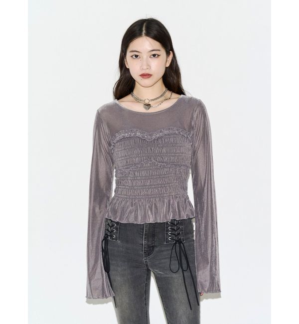 jouetie「ビスチェドッキングベロアトップス」|Tシャツ・カットソー|グレー