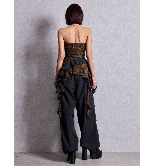 GYDA「LEOPARD HEM DRAPE EDGEベアTOPS」|チューブトップ|