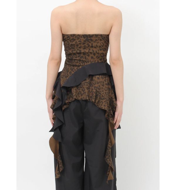 GYDA「LEOPARD HEM DRAPE EDGEベアTOPS」|チューブトップ|