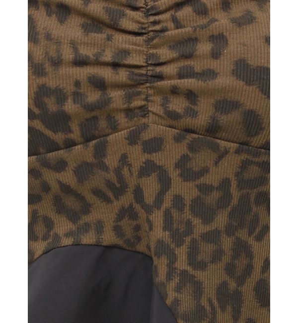 GYDA「LEOPARD HEM DRAPE EDGEベアTOPS」|チューブトップ|