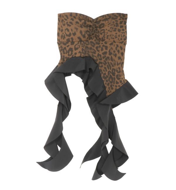 GYDA「LEOPARD HEM DRAPE EDGEベアTOPS」|チューブトップ|