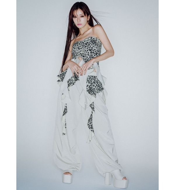 GYDA「LEOPARD HEM DRAPE EDGEベアTOPS」|チューブトップ|