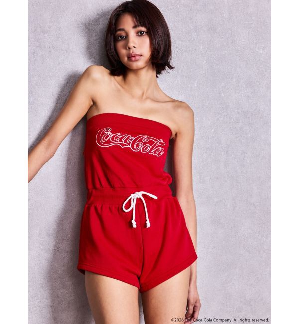 GYDA「Coca-Cola GLITTER embroideryロンパース」|オールインワン|レッド