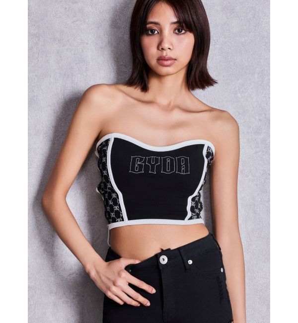 GYDA「Symmetry GYDA side drawstringビスチェ」|チューブトップ|ブラック