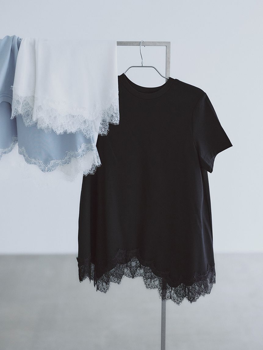 Mila Owen「【WEB限定】レースヘムTシャツ」|Tシャツ・カットソー|
